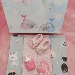 Kουτί δώρου για νεογέννητο κορίτσι ελάφι κουνέλια