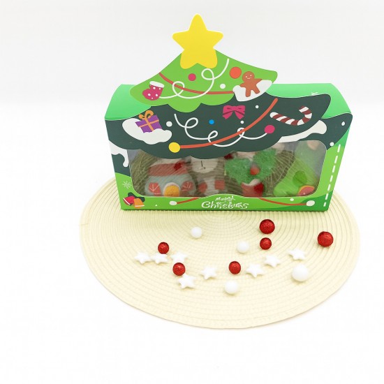 Χριστουγεννιάτικο κουτί δέντρο με τέσσερα στολίδια