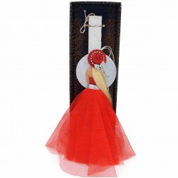 Λαμπάδα κοπέλα με κόκκινο φόρεμα 