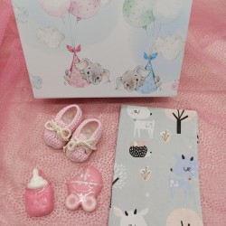 Kουτί δώρου για νεογέννητο κορίτσι ελάφι κουνέλια