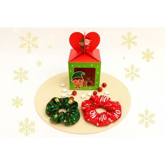 Χριστουγεννιάτικο κουτί ξωτικό με δύο Scrunchies 