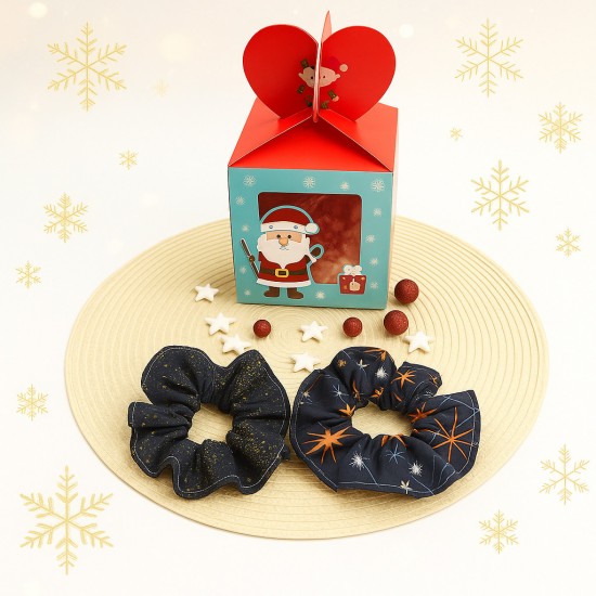 Χριστουγεννιάτικο κουτί άγιος βασίλης με δύο Scrunchies 