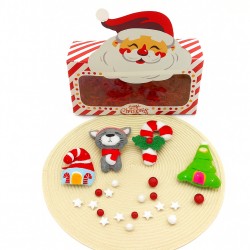 Χριστουγεννιάτικο κουτί άγιος βασίλης με τέσσερα στολίδια