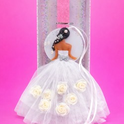 Λαμπάδα πριγκίπισσα με άσπρο φόρεμα 