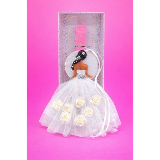 Λαμπάδα πριγκίπισσα με άσπρο φόρεμα 