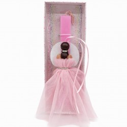 Λαμπάδα κοπέλα με ρομαντικό φόρεμα 